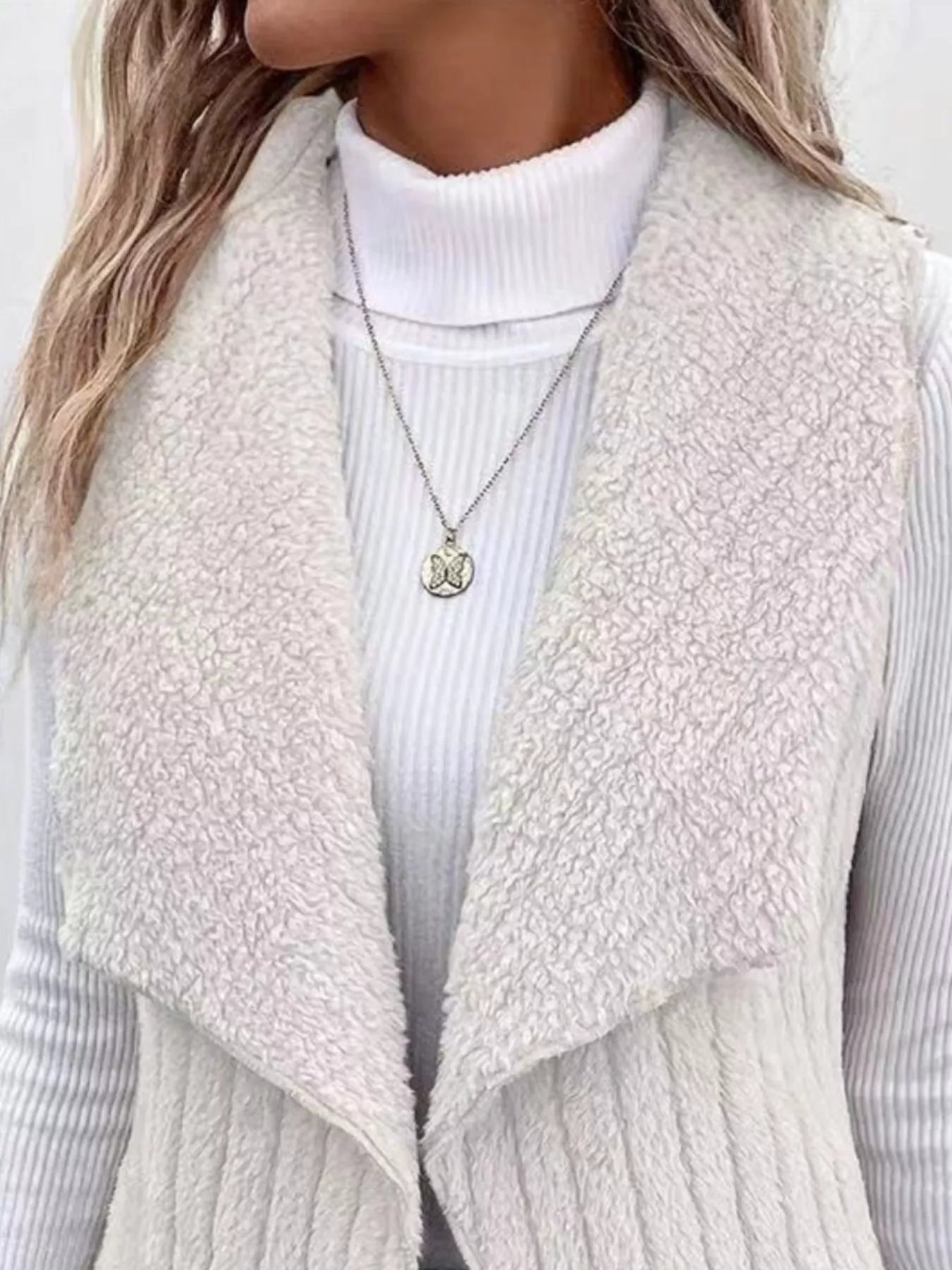 Cozy Fleece Open Front Vest Coat - Bitsy Gypsy Boutique