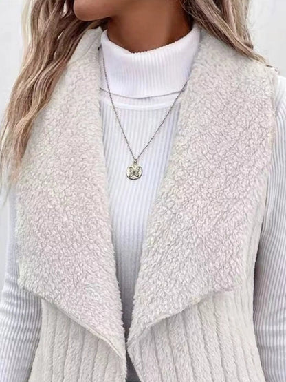 Cozy Fleece Open Front Vest Coat - Bitsy Gypsy Boutique