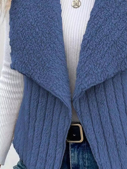 Cozy Fleece Open Front Vest Coat - Bitsy Gypsy Boutique