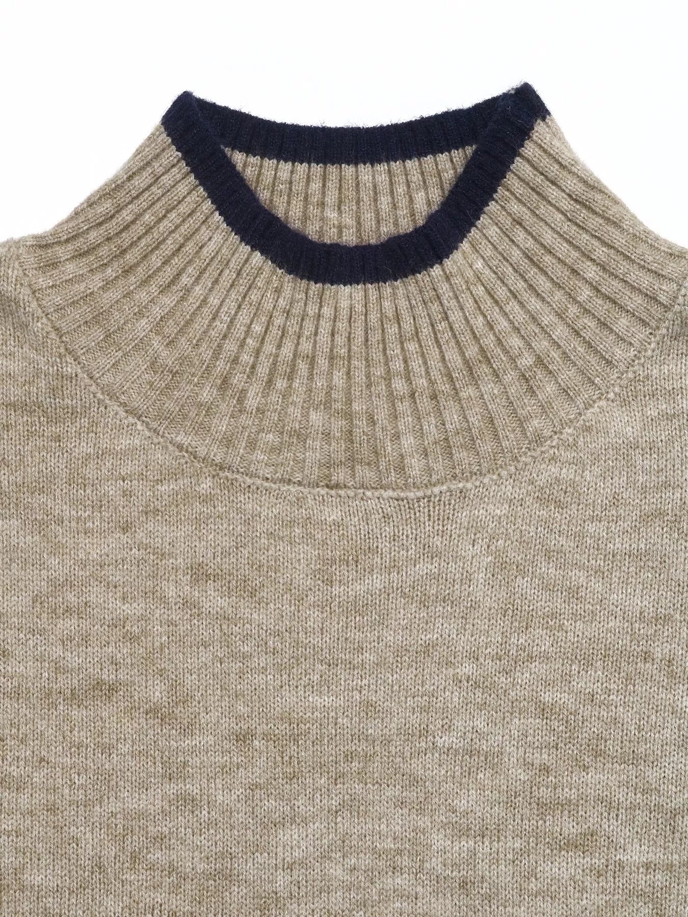 Cozy Mock Neck Sweater with Contrast Trim - Bitsy Gypsy Boutique