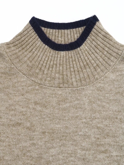 Cozy Mock Neck Sweater with Contrast Trim - Bitsy Gypsy Boutique