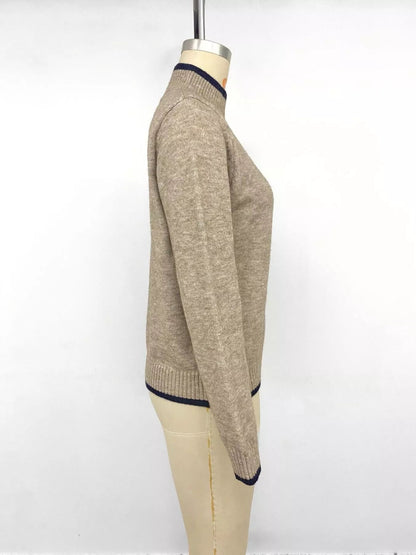 Cozy Mock Neck Sweater with Contrast Trim - Bitsy Gypsy Boutique