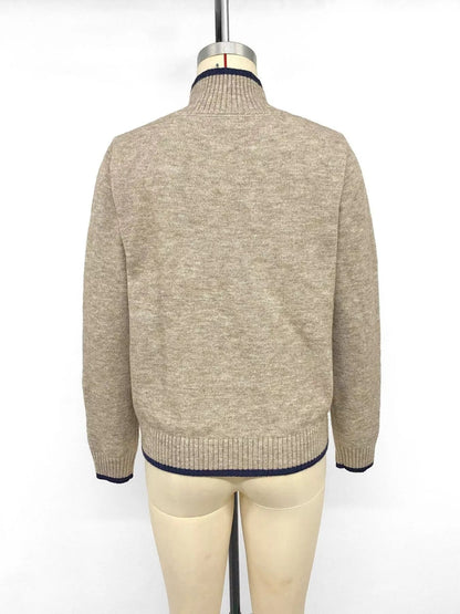 Cozy Mock Neck Sweater with Contrast Trim - Bitsy Gypsy Boutique