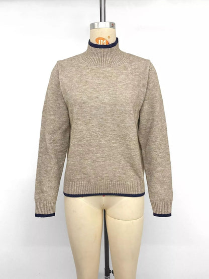 Cozy Mock Neck Sweater with Contrast Trim - Bitsy Gypsy Boutique