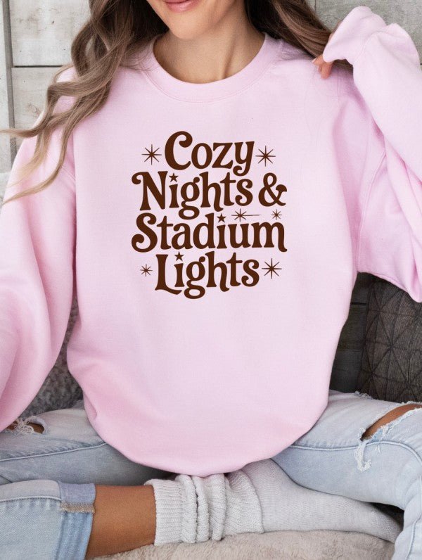 Cozy Nights and Stadium Lights Graphic Sweatshirt - Bitsy Gypsy Boutique