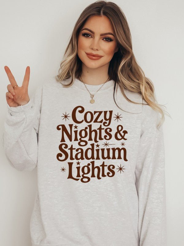 Cozy Nights and Stadium Lights Graphic Sweatshirt - Bitsy Gypsy Boutique