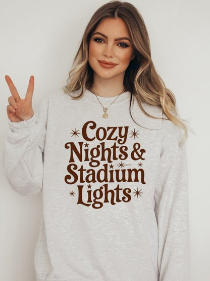 Cozy Nights and Stadium Lights Graphic Sweatshirt - Bitsy Gypsy Boutique