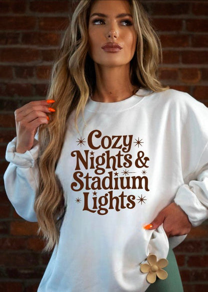 Cozy Nights and Stadium Lights Graphic Sweatshirt - Bitsy Gypsy Boutique