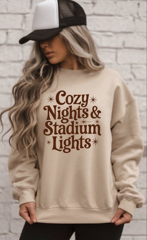 Cozy Nights and Stadium Lights Graphic Sweatshirt - Bitsy Gypsy Boutique