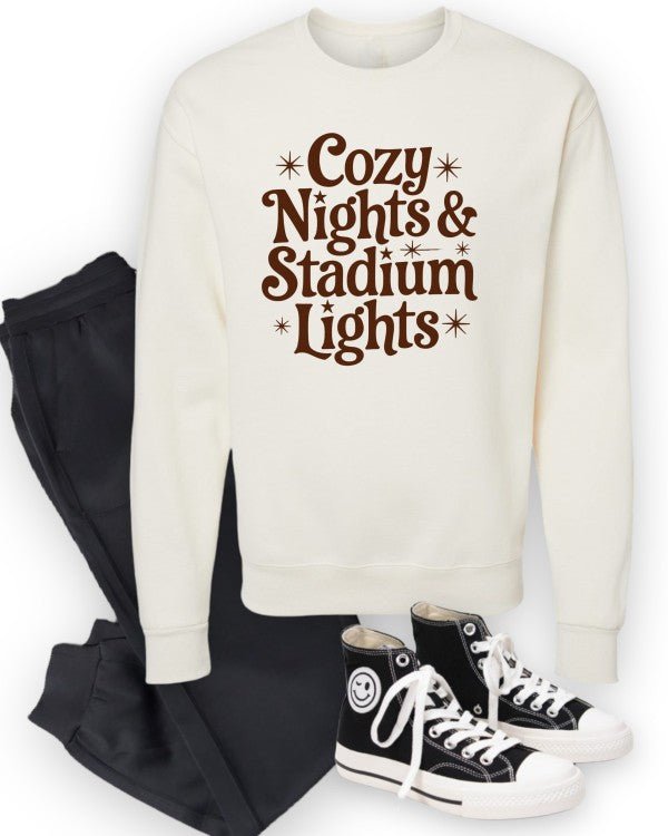 Cozy Nights and Stadium Lights Graphic Sweatshirt - Bitsy Gypsy Boutique
