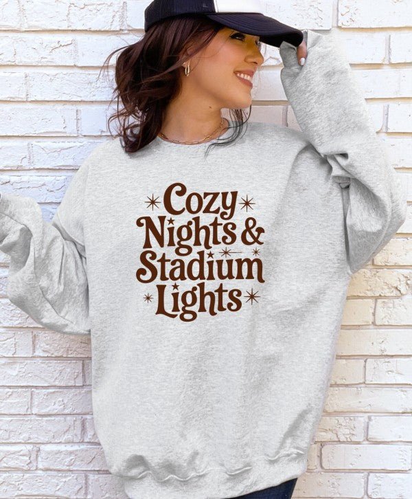Cozy Nights and Stadium Lights Graphic Sweatshirt - Bitsy Gypsy Boutique