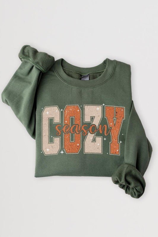 Cozy Season Graphic Fleece Sweatshirts - Bitsy Gypsy Boutique