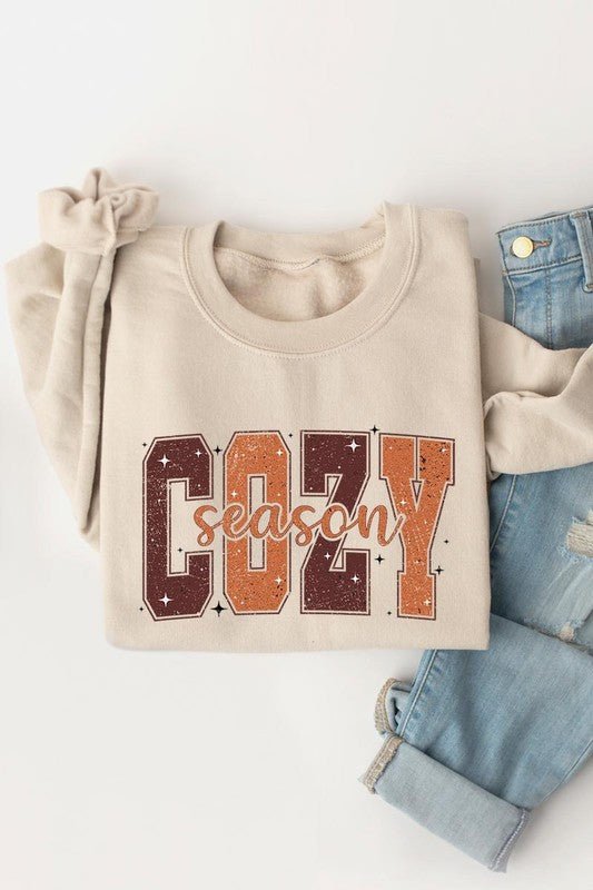 Cozy Season Graphic Fleece Sweatshirts - Bitsy Gypsy Boutique