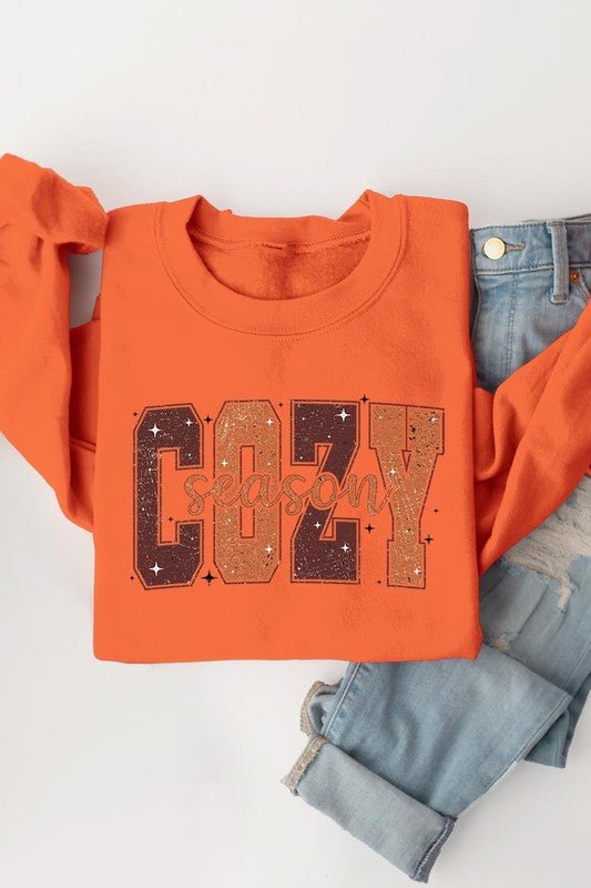 Cozy Season Graphic Fleece Sweatshirts - Bitsy Gypsy Boutique