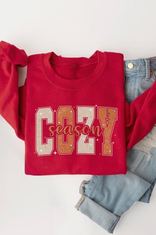 Cozy Season Graphic Fleece Sweatshirts - Bitsy Gypsy Boutique