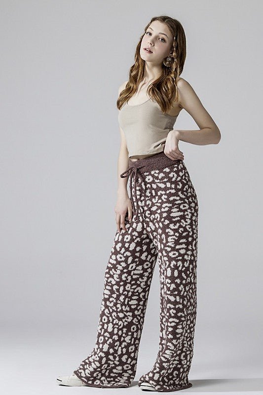 Cozy Warm Soft Leopard Fuzzy Lounge Pants - Bitsy Gypsy Boutique