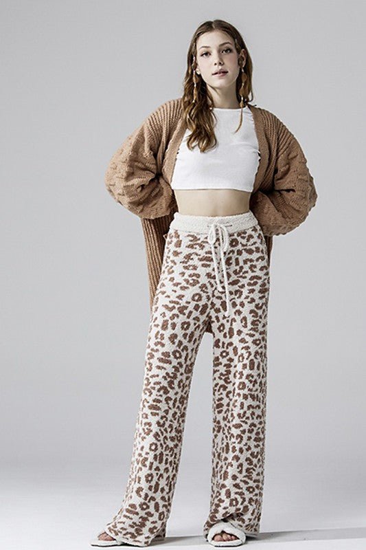 Cozy Warm Soft Leopard Fuzzy Lounge Pants - Bitsy Gypsy Boutique