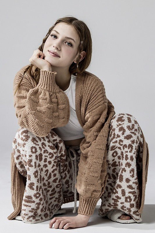 Cozy Warm Soft Leopard Fuzzy Lounge Pants - Bitsy Gypsy Boutique
