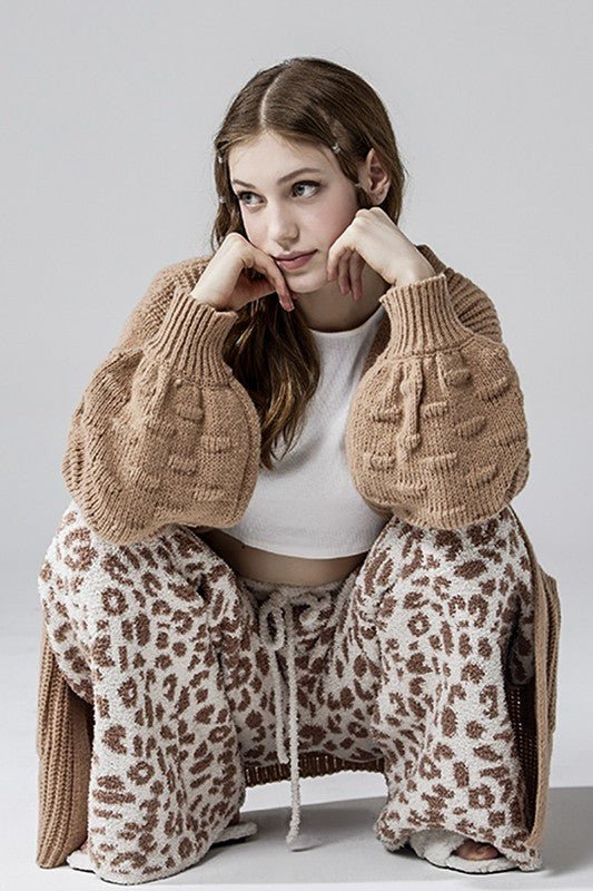 Cozy Warm Soft Leopard Fuzzy Lounge Pants - Bitsy Gypsy Boutique