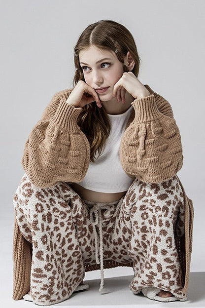Cozy Warm Soft Leopard Fuzzy Lounge Pants - Bitsy Gypsy Boutique