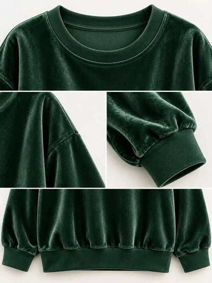Crew Neck Drop Shoulder Oversized Plus Size Sweatshirt - Bitsy Gypsy Boutique