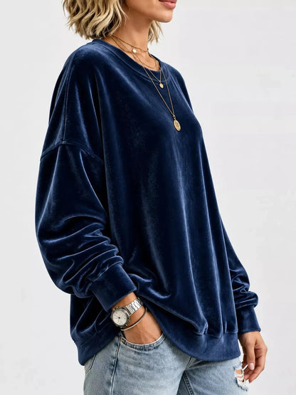 Crew Neck Drop Shoulder Oversized Plus Size Sweatshirt - Bitsy Gypsy Boutique