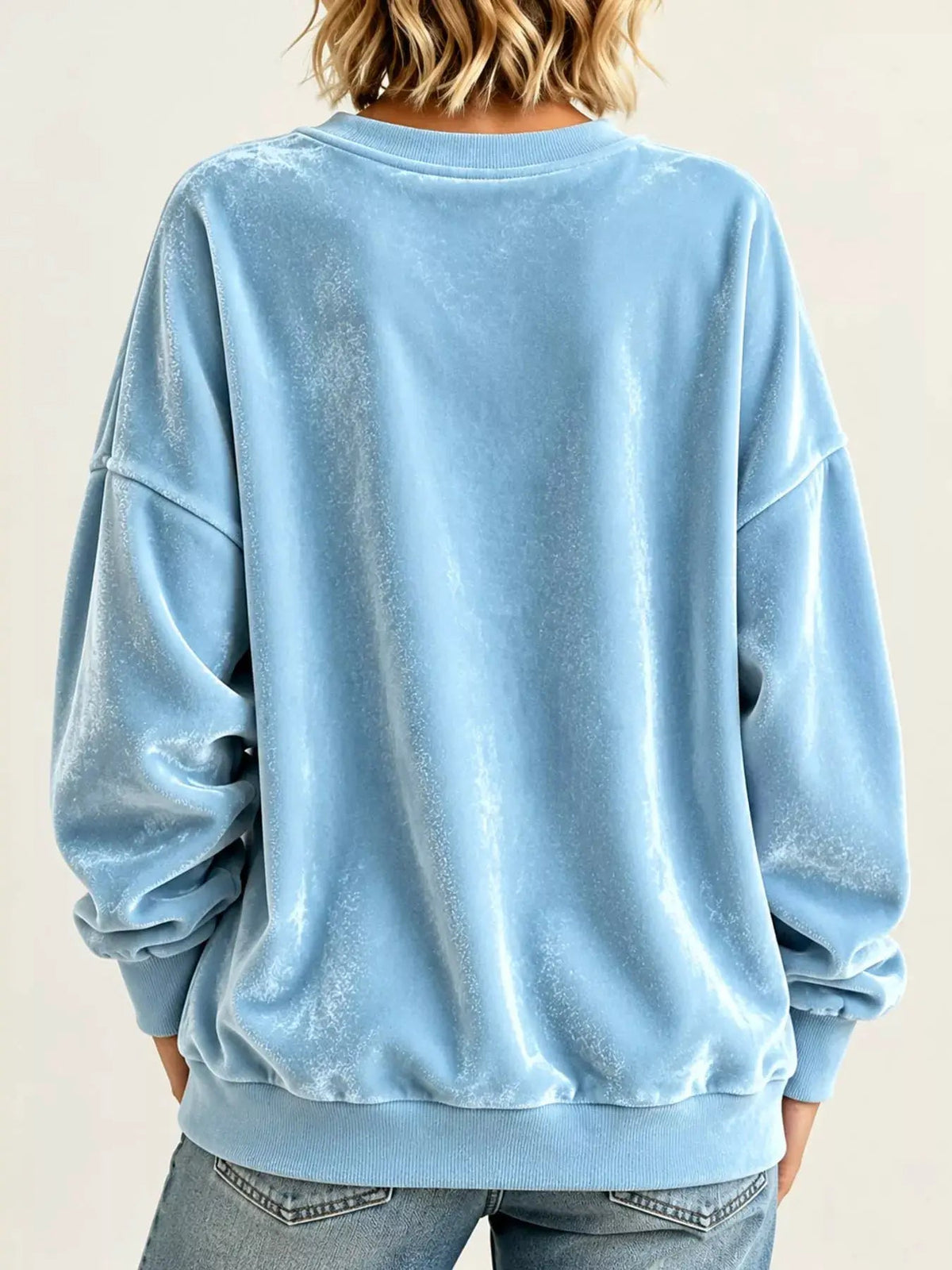 Crew Neck Drop Shoulder Oversized Plus Size Sweatshirt - Bitsy Gypsy Boutique