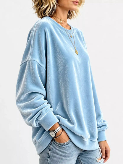 Crew Neck Drop Shoulder Oversized Plus Size Sweatshirt - Bitsy Gypsy Boutique