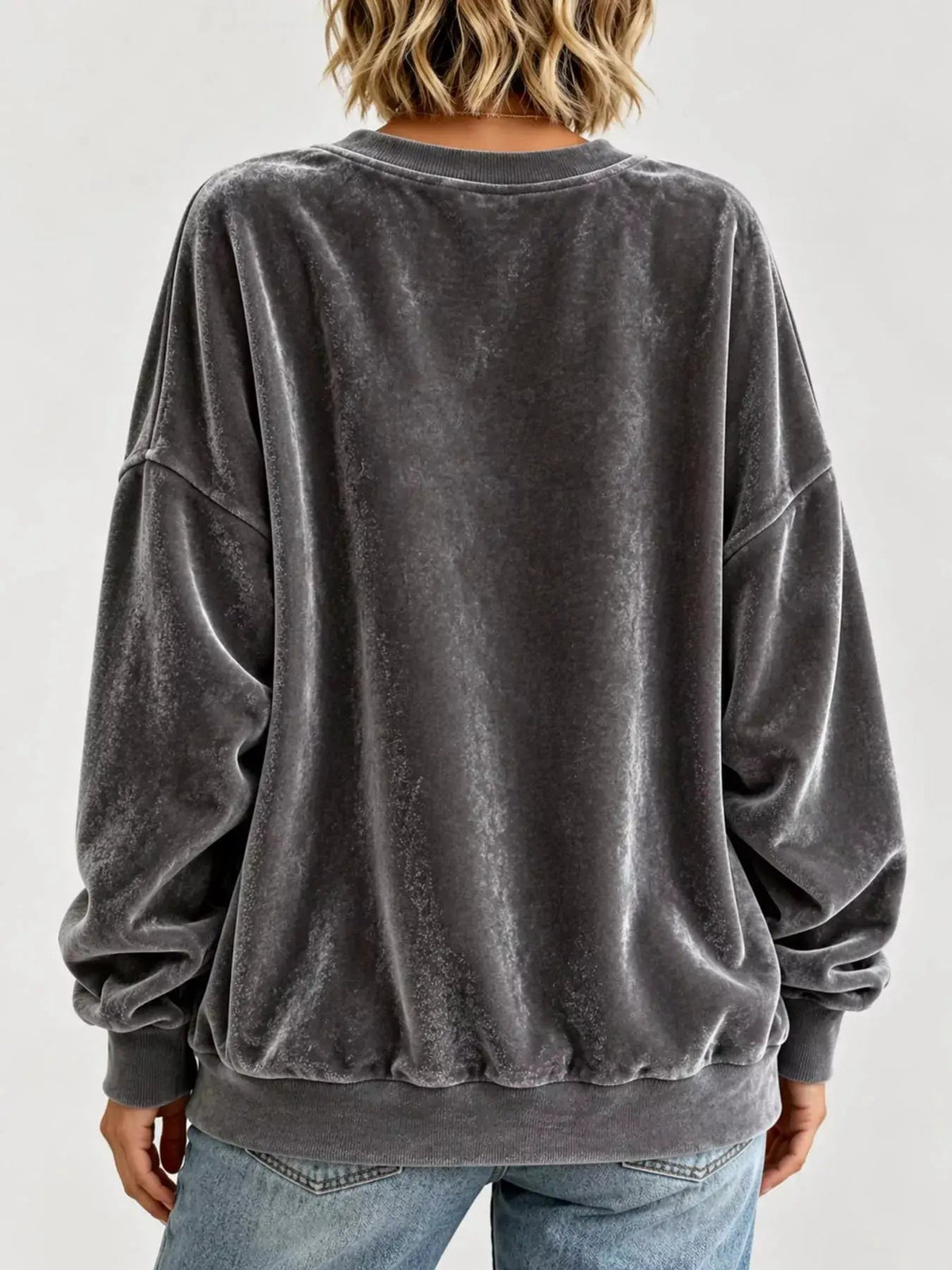Crew Neck Drop Shoulder Oversized Plus Size Sweatshirt - Bitsy Gypsy Boutique