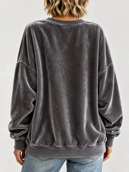 Crew Neck Drop Shoulder Oversized Plus Size Sweatshirt - Bitsy Gypsy Boutique
