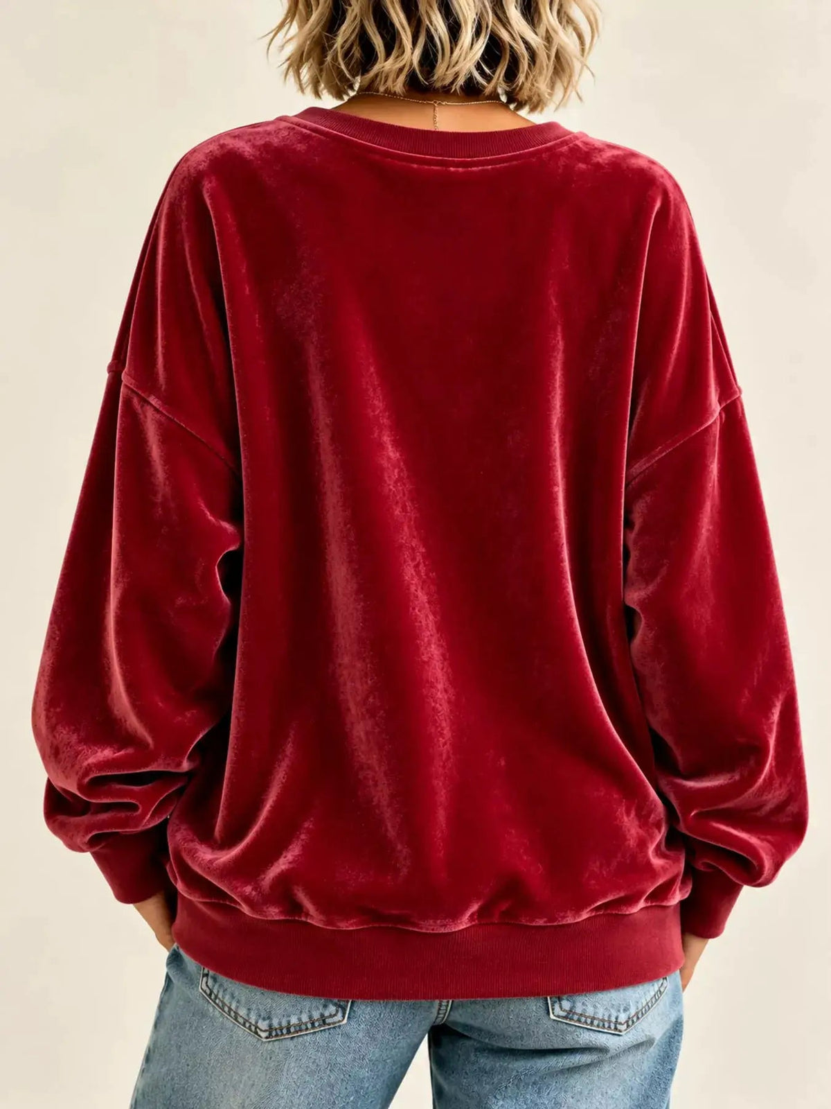 Crew Neck Drop Shoulder Oversized Plus Size Sweatshirt - Bitsy Gypsy Boutique