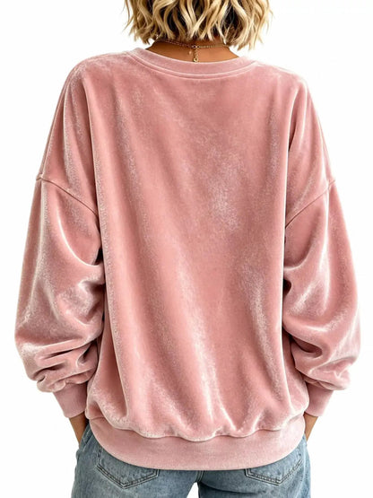 Crew Neck Drop Shoulder Oversized Plus Size Sweatshirt - Bitsy Gypsy Boutique