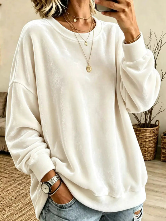 Crew Neck Drop Shoulder Oversized Plus Size Sweatshirt - Bitsy Gypsy Boutique