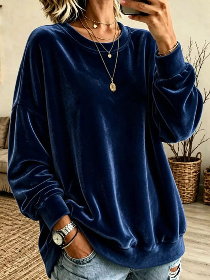 Crew Neck Drop Shoulder Oversized Plus Size Sweatshirt - Bitsy Gypsy Boutique
