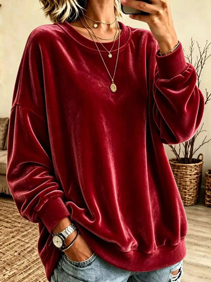Crew Neck Drop Shoulder Oversized Plus Size Sweatshirt - Bitsy Gypsy Boutique
