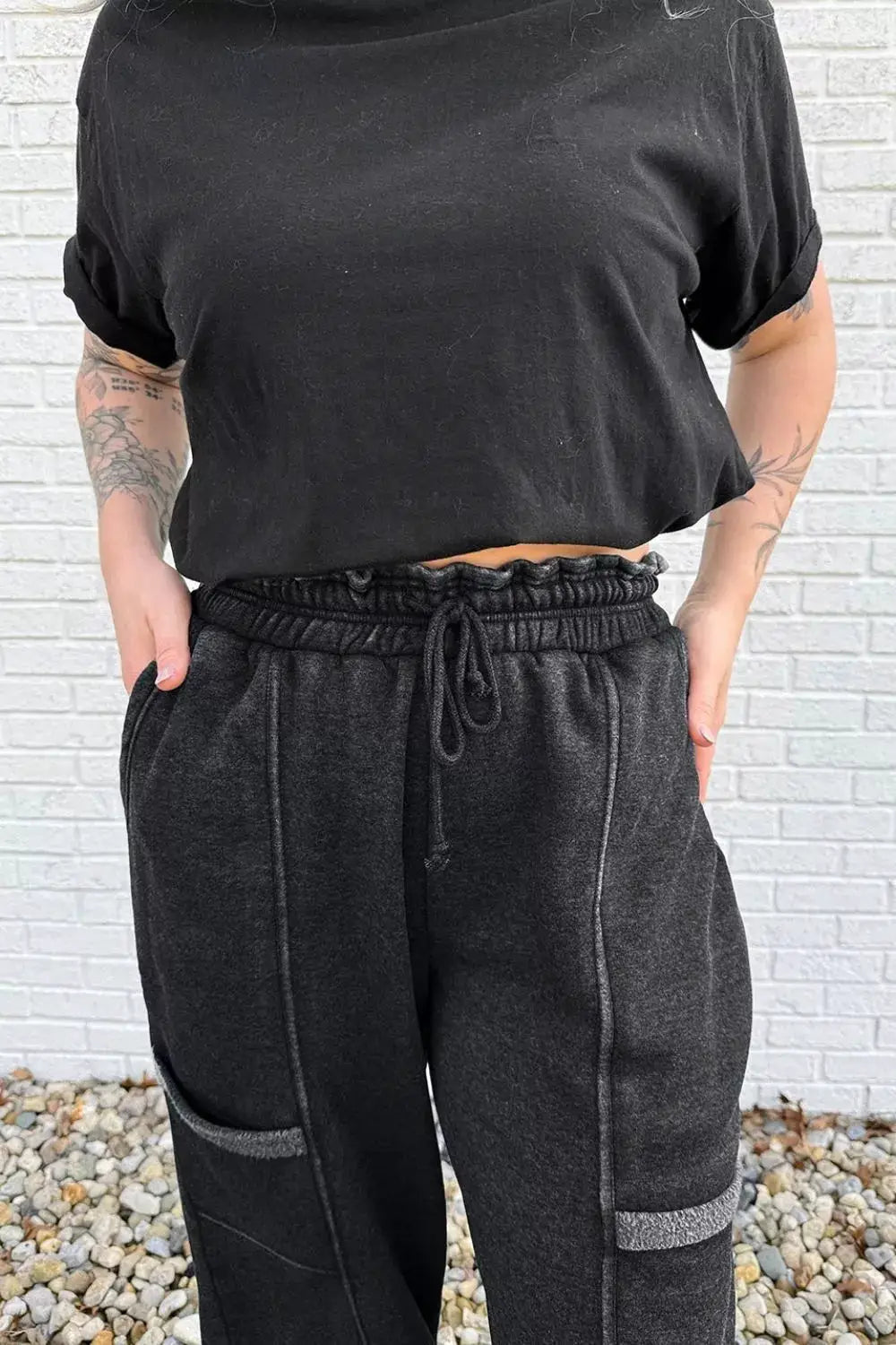 Crew Neck Long Sleeve Top and Joggers Set - Bitsy Gypsy Boutique