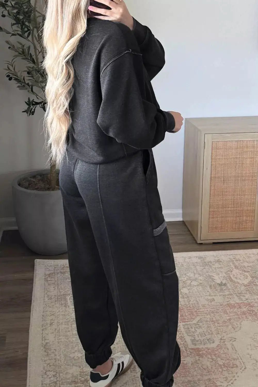 Crew Neck Long Sleeve Top and Joggers Set - Bitsy Gypsy Boutique