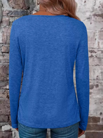 Crisscross V-Neck Long Sleeve T-Shirt by Trendsi