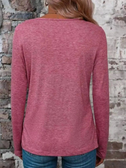 Crisscross V-Neck Long Sleeve T-Shirt by Trendsi
