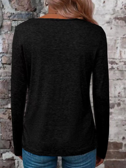 Crisscross V-Neck Long Sleeve T-Shirt by Trendsi