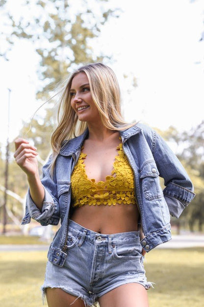 Crochet Daisy Longline Bralette - Bitsy Gypsy Boutique