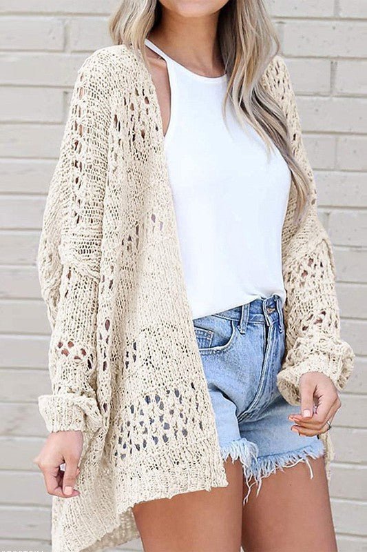 Crochet Dolman Knit Sleeve Cardigan - Bitsy Gypsy Boutique