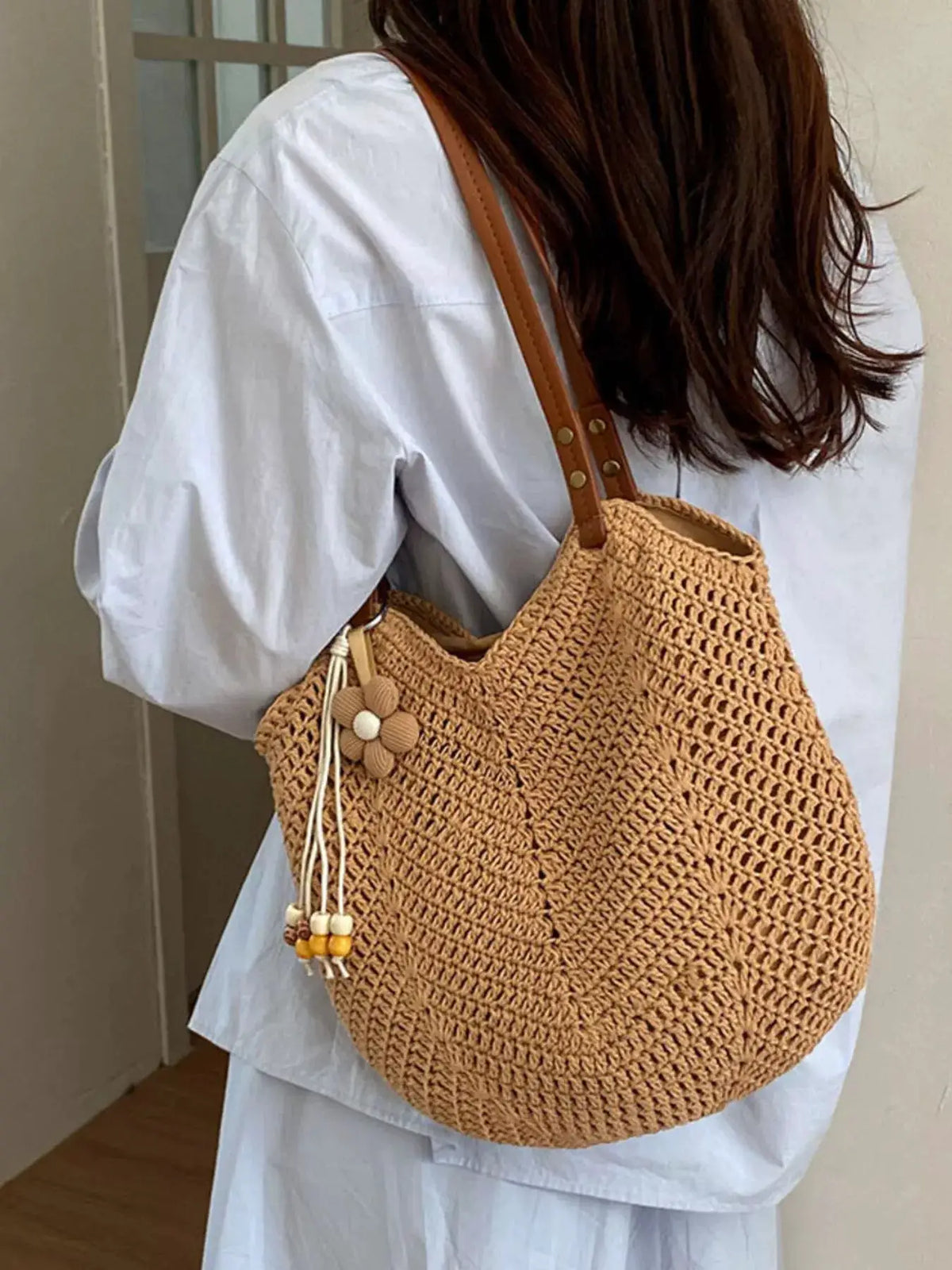 Crochet Knit Shoulder Bag by Trendsi
