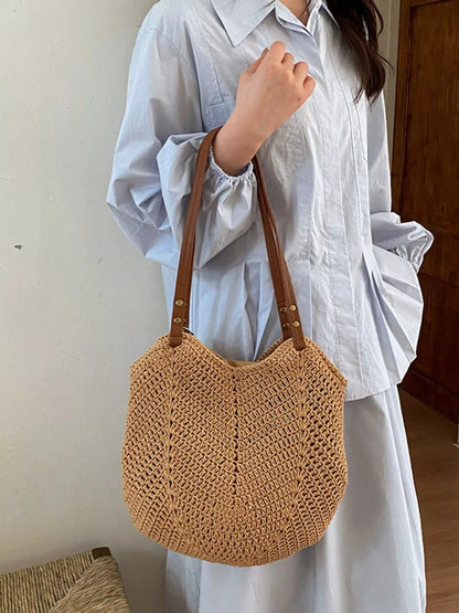 Crochet Knit Shoulder Bag by Trendsi