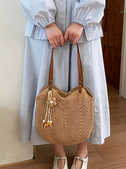 Crochet Knit Shoulder Bag by Trendsi