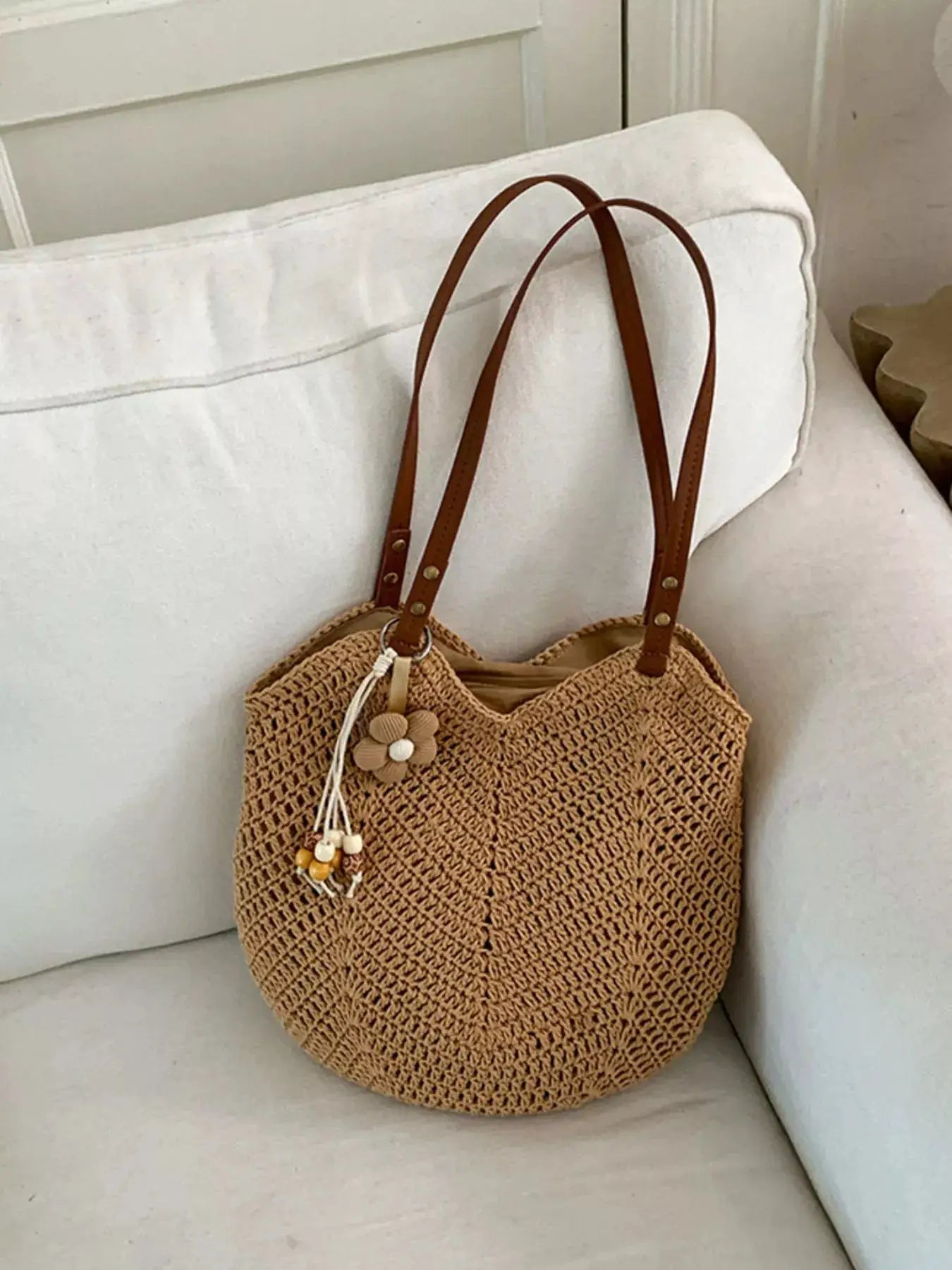 Crochet Knit Shoulder Bag by Trendsi
