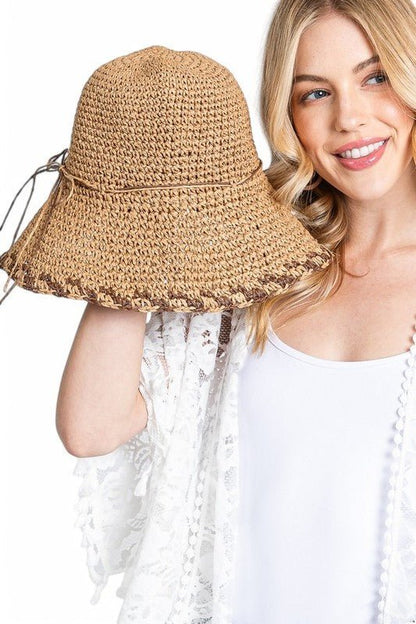 Crochet Straw Bucket Hat - Bitsy Gypsy Boutique