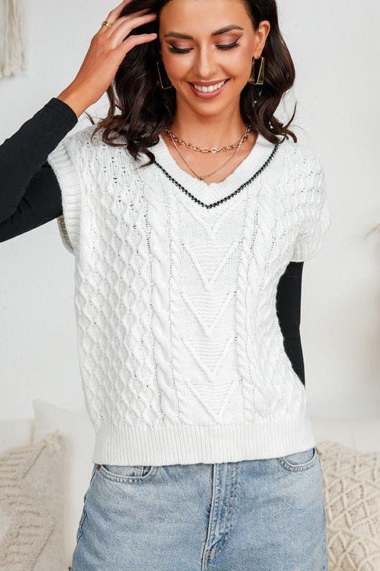 Cropped knit sweater vest - Bitsy Gypsy Boutique