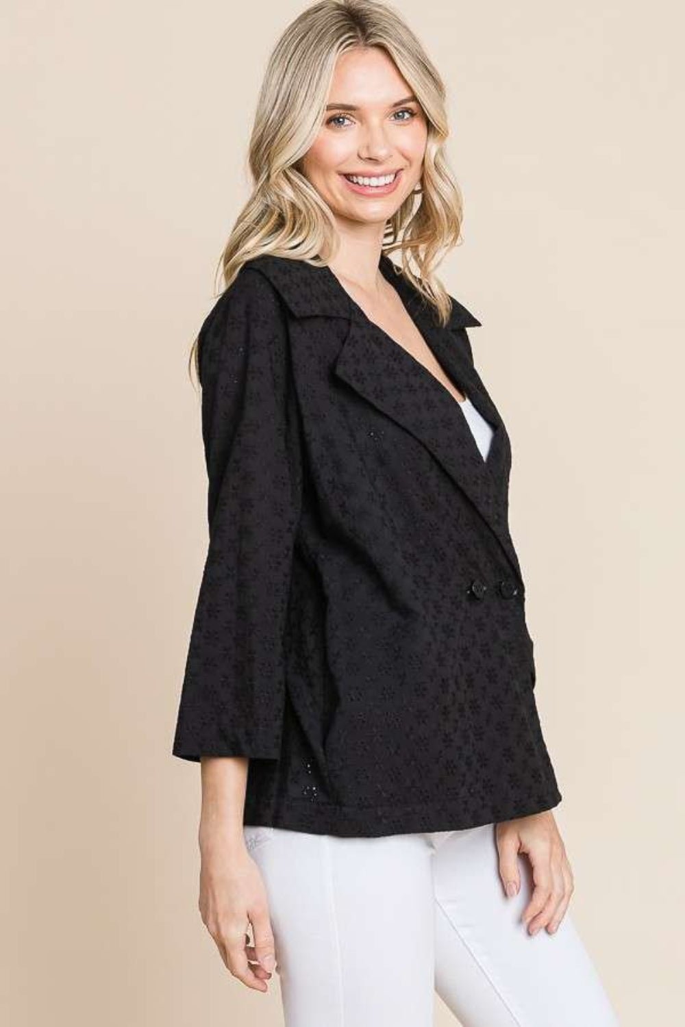 Culture Code Double Breasted Eyelet Jacket with Pockets - Bitsy Gypsy Boutique