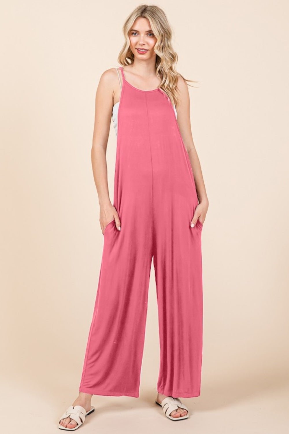 Culture Code Full Size Sleeveless Wide Leg Jumpsuit with Pockets - Bitsy Gypsy Boutique